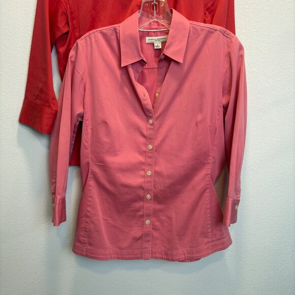 Lot Of 2 Banana Republic Fitted Stretch Button-Up Shirts Pink & Red Size S Work - Picture 4 of 11